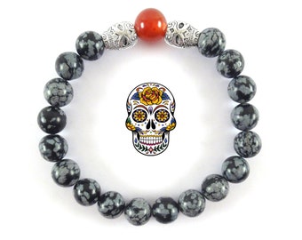 Santa Muerte Bracelet - Snowflake Obsidian Bracelet