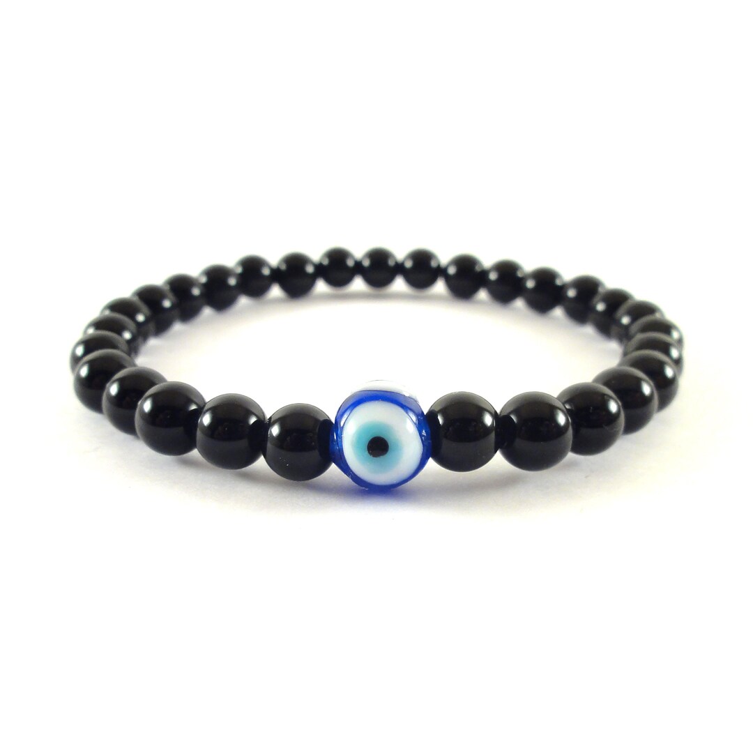 Bracciale Occhio Turco Rosso E Nero - Perle 6/8mm Contro Il Malocchio - Uomo/Donna