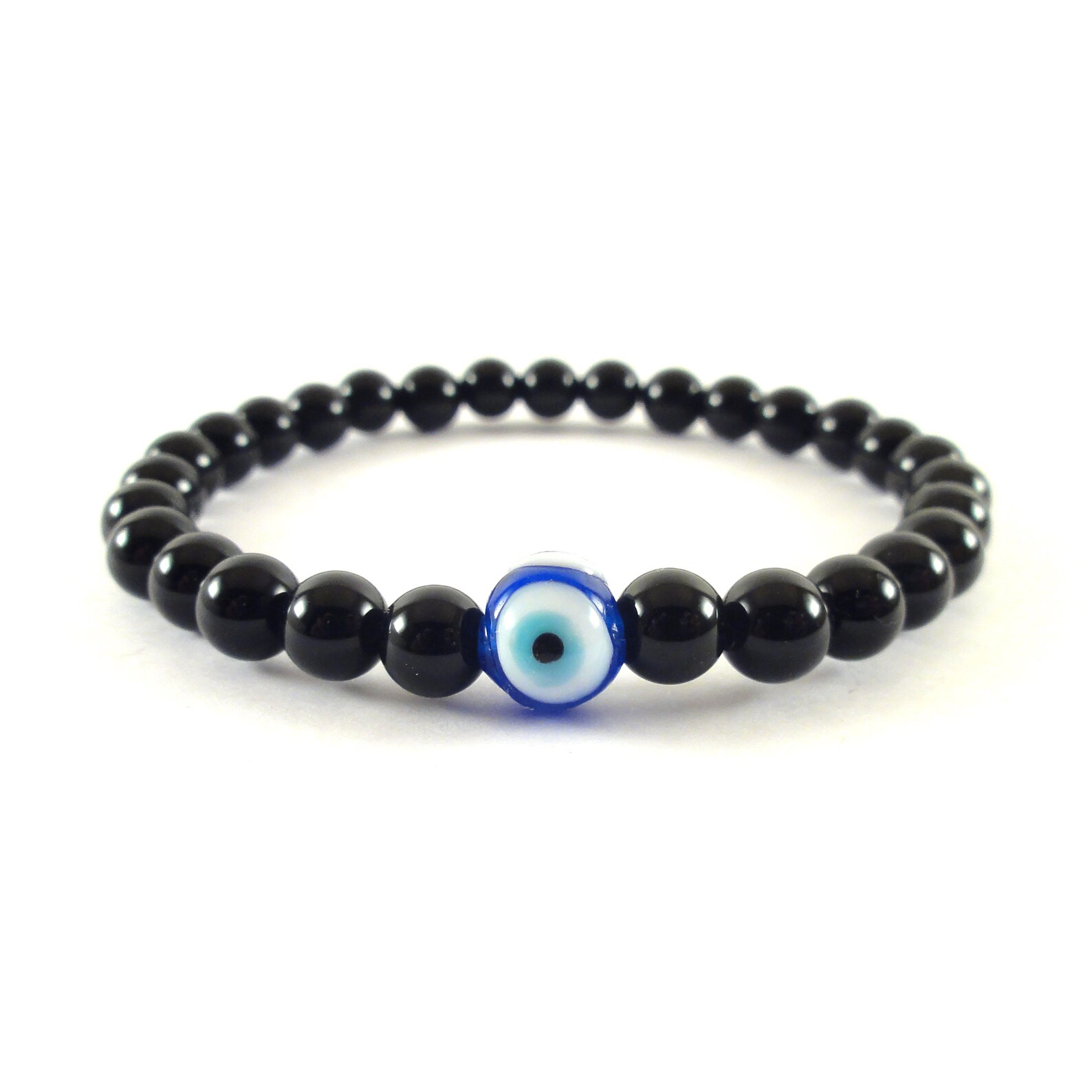 6 Mm Blue Evil Eye Bracelet Mens Protective Eye Bracelet Etsy UK