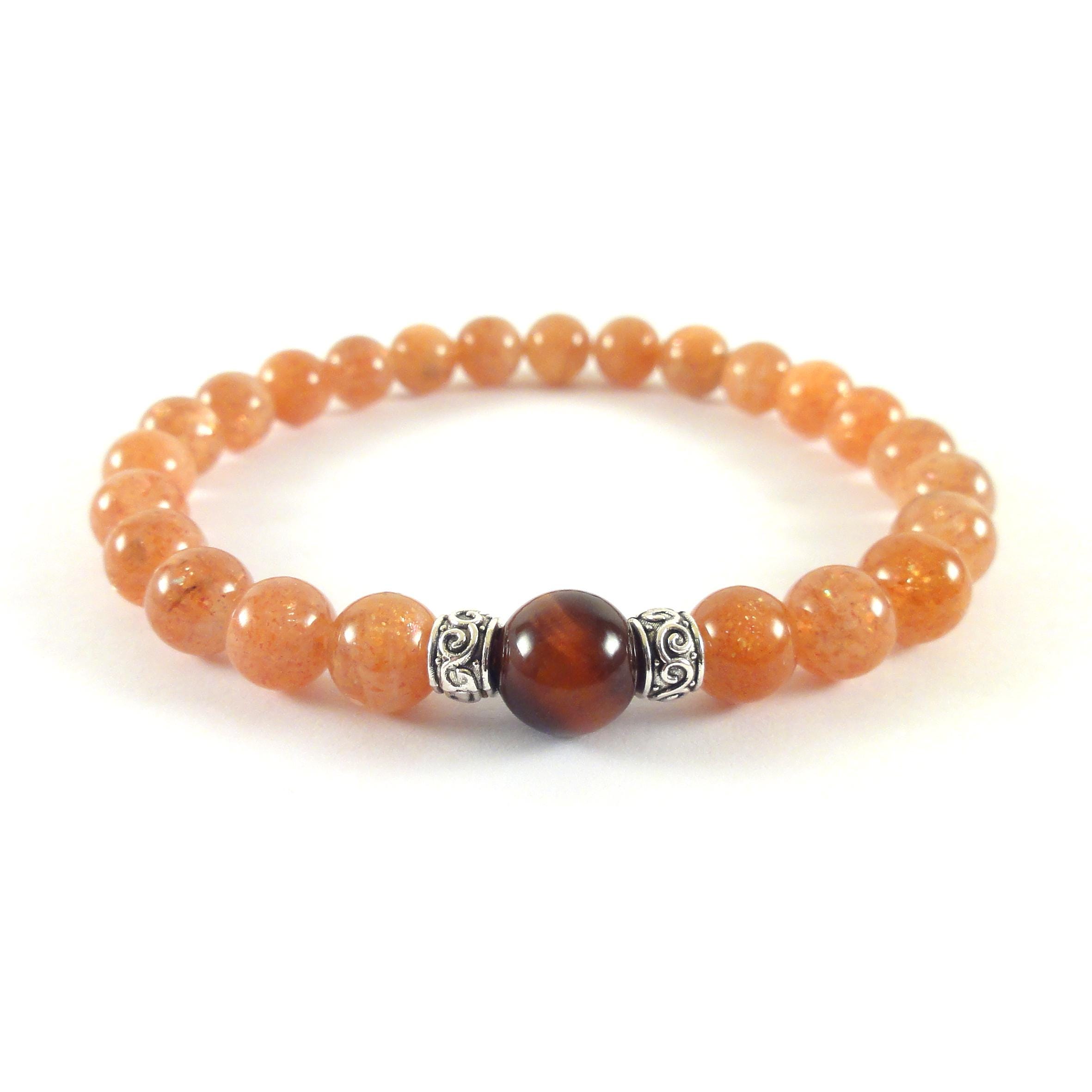 AAA Grade Natural Sunstone Bracelet Handmade in Italy - Muladhara Chakra Bracelet for Strength Courage Self-Esteem Energy