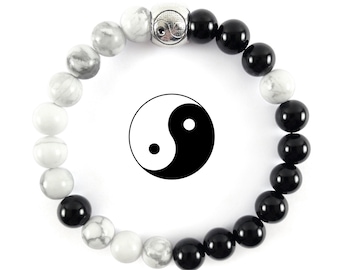 Yin Yang Gemstone Bracelet - Zen Bracelet - Tao Bracelet - Taoism Bracelet with Yin-Yang symbol charm