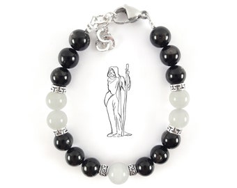 Aradia Bracelet with Hypersthenes and Adularia Moonstone - Italian Witchcraft Talisman - Protective Black Magic Amulet