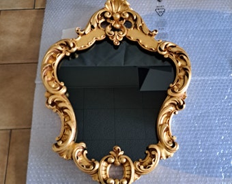 Black Mirror for Divination - Antique mirror with gold baroque frame and antique glass - Antique Mirror - Ritual Magic