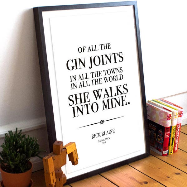 Filmposter Casablanca: Rick Blaine Quote Art Print
