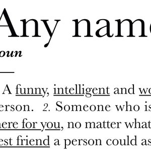 Best friend definition: print, personalised, personalized, custom gifts, gifts, custom best friends, name meaning, poster, bff image 9