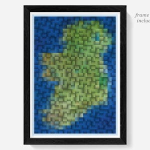 Irland aus dem Weltall Druck, Irische Kartendruck, Kunstgeschenke, Wanddrucke, Mosaikkartendekor