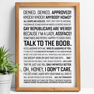 Will and Grace quote: TV show, card, Karen Walker, poster, print, Will Truman, Grace Adler, funny quotes, Valentines gift for her sassy rude