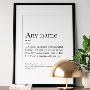 Best friend definition: print, personalised, personalized, custom gifts, gifts, custom best friends, name meaning, poster, bff
