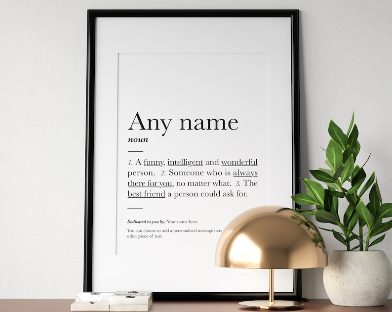 Best friend definition: print, personalised, personalized, custom gifts, gifts, custom best friends, name meaning, poster, bff image 1