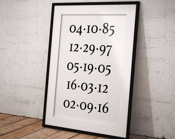 What a Difference A Day Makes Important Dates Sign Family Dates to Remember Special Dates Print Birthdays Grandchildren Birthdates Keepsake