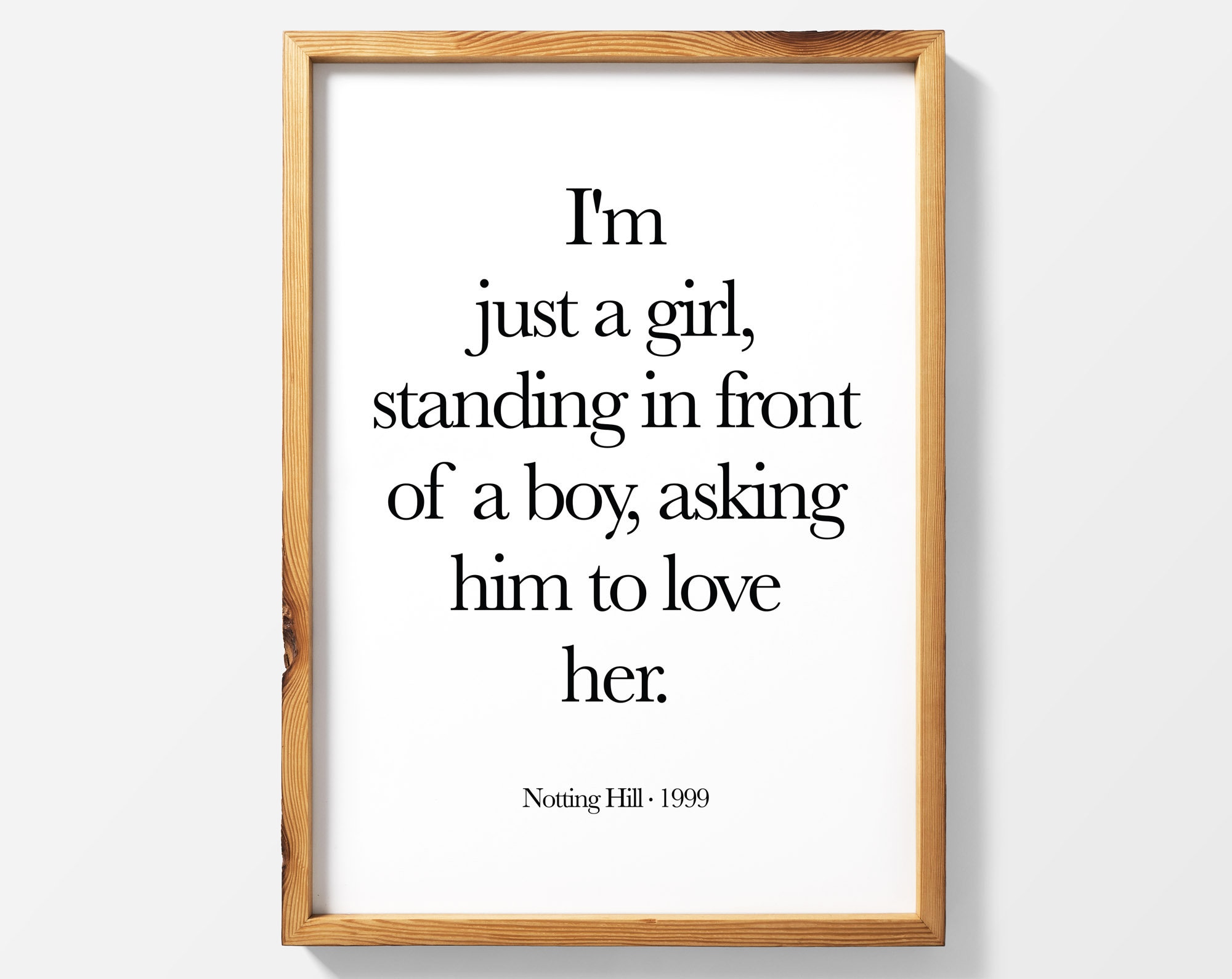 Notting Hill poster print Im just a girl romantic gifts Etsy