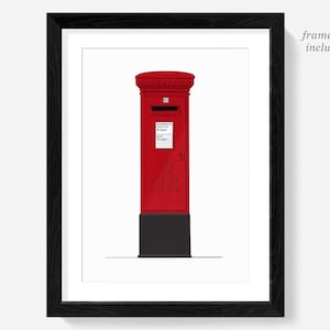Custom British post box print, red postbox gift, English gifts, London print, London wall art
