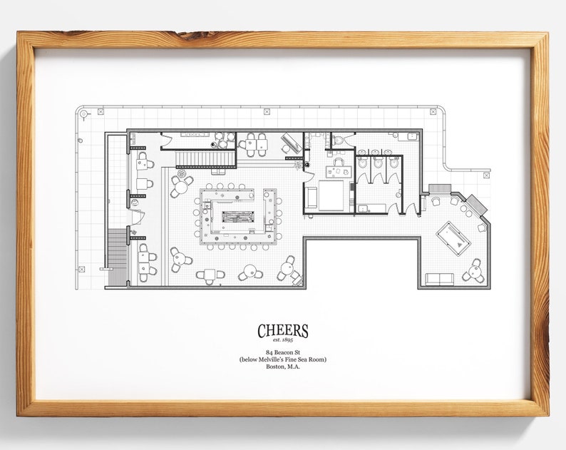 Cheers TV Show Floor Plan print poster floorplan gift Etsy