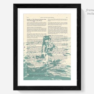 Apollo 11 poster print, moon gifts, NASA wall art, Neil Armstrong, Buzz Aldrin, Space X landing