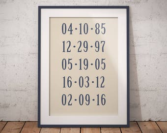 Special Dates Keepsake Print, important dates print, keepsake gift, custom dates print, anniversary gift, wall art sign plaque poster