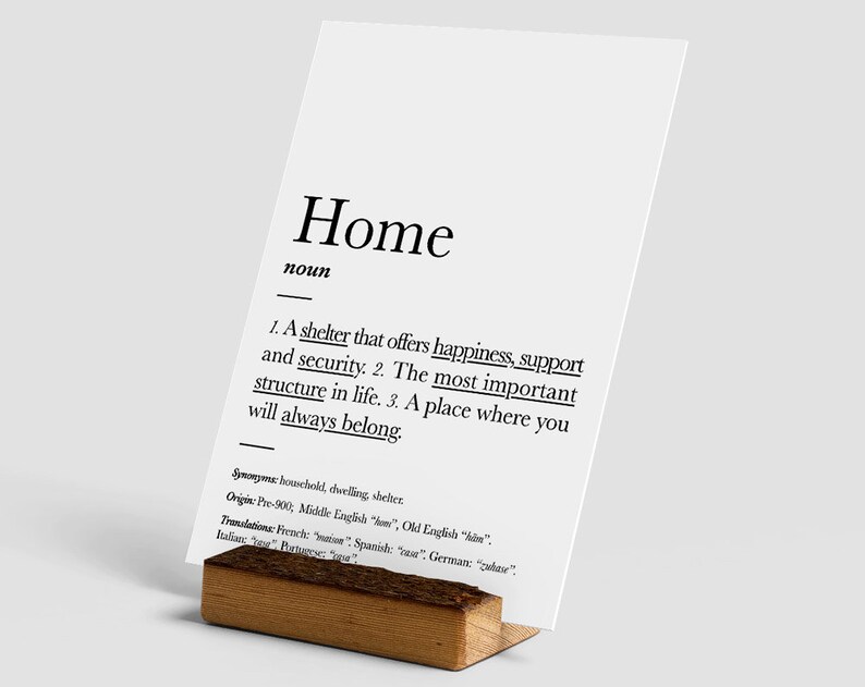 Home Definition Print: Decor Print Sign Wall Art Meaning | Etsy
