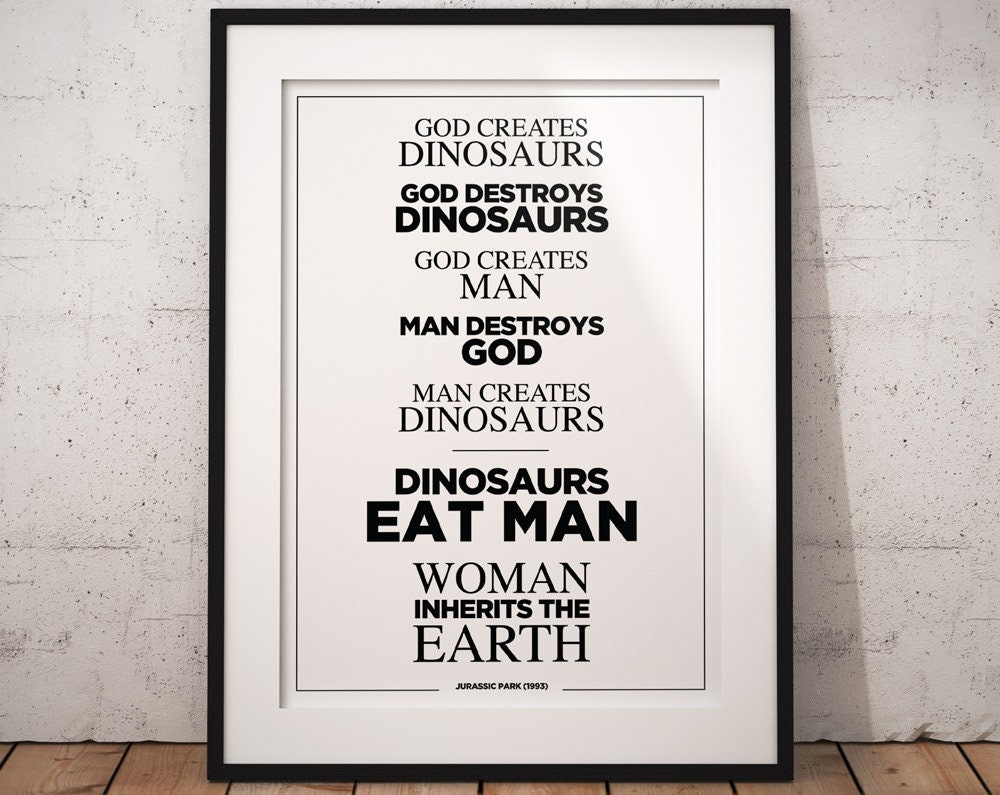 Jurassic Park Citation Dinosaures Manger Lhomme La Femme Etsy Canada
