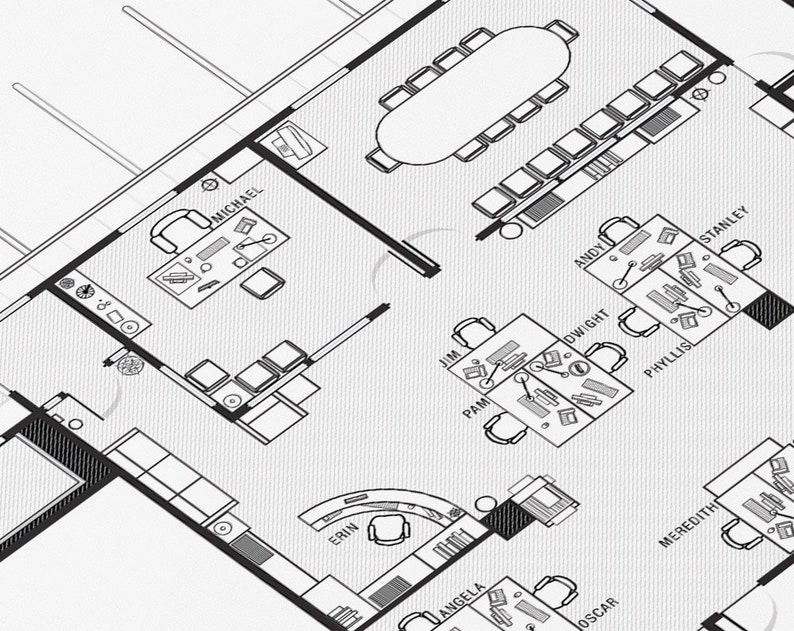 Large The Office floor plan poster The Office blueprint