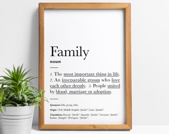 Family Definition Art Print: Meaning, Origin, Translations