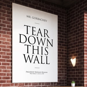 Reagan poster: Youth, Ronald quote, art, print, tear down this wall, presidential quotes, gifts, Berlin wall, cold war, Gorbachev