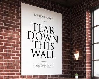 Póster con la cita de Reagan "Derriben este muro": Impresión de la Guerra Fría