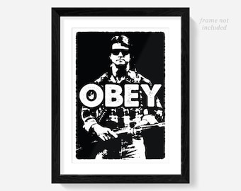 They Live movie poster, Obey print art, Roddy Piper, John Carpenter, consume, conform