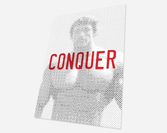 Arnold Schwarzenegger quote poster, conquer, bodybuilding gym prints, home decor, exercise motivation, Arnie