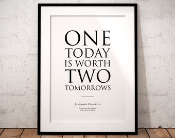 Benjamin Franklin Quote Poster, Inspirational Wall Art