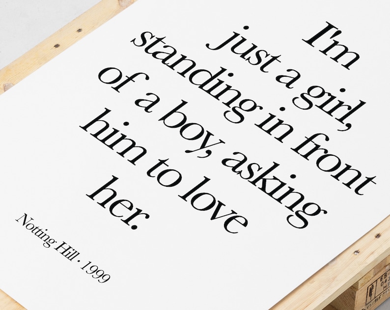 Notting Hill Poster Print Im Just a Girl Romantic Gifts Etsy