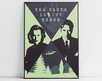 The X-Files Poster – Mulder and Scully, UFO Art Print