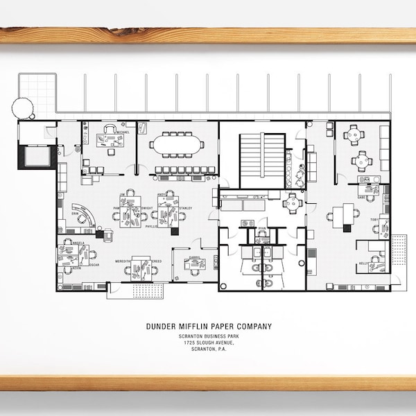 The Office Floor Plan: The Office TV show, The Office poster, US, print, Dunder Mifflin, blueprint, architectural print, schematic print