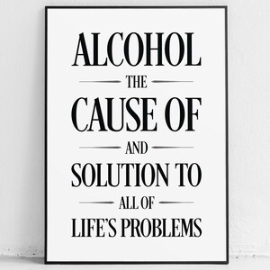 Alcohol print, poster, gifts, art, wall art, man cave sign, decor, Homer Simpson, bar, cocktail, pub gifts image 1