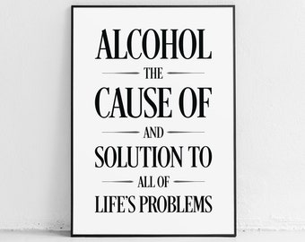 Alcohol print, poster, gifts, art, wall art, man cave sign, decor, Homer Simpson, bar, cocktail, pub gifts