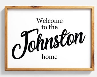 Welcome to the home, family name sign, custom print, gifts, decor, surname sign, art, surname print