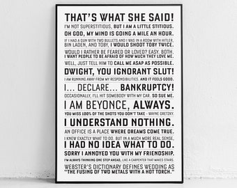 The Office Quote print: quotes, TV Show, US, poster, gifts, poster, print, Michael Scott, Dwight Schrut, Jim Halpert