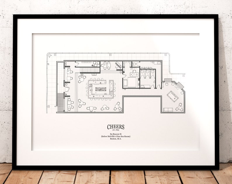 Cheers TV Show Floor Plan print poster floorplan gift Etsy