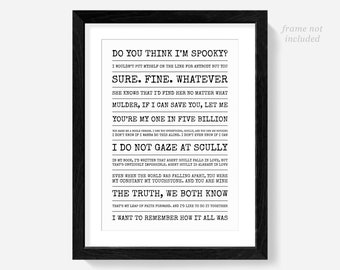 The X-Files Quotes Poster, Mulder & Scully Art Print