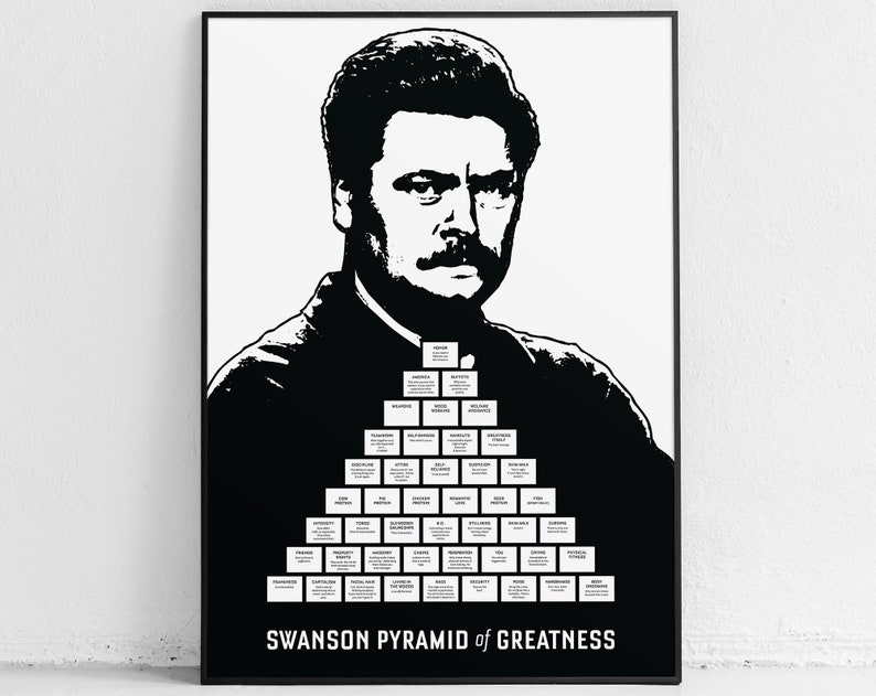 Ron Swanson Pyramid of Greatness print, quote, poster, wall art, gifts, Par...