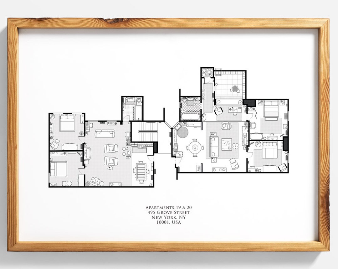 Friends TV Show Floor Plan: Monica, Rachel, Chandler and Joey ...