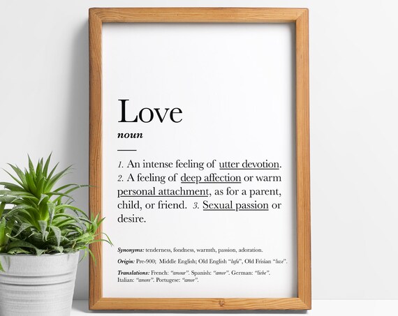 Love Definition Print Wall Art Poster Valentines Gift For Etsy Uk