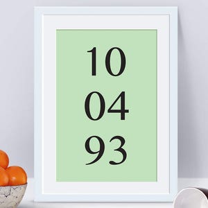 Impression date de naissance de bébé - date d'anniversaire, cadre, faire-part, enseigne, cadeau, cadeau de naissance, carte, personnalisé, cadeau de naissance, dattes, art mural