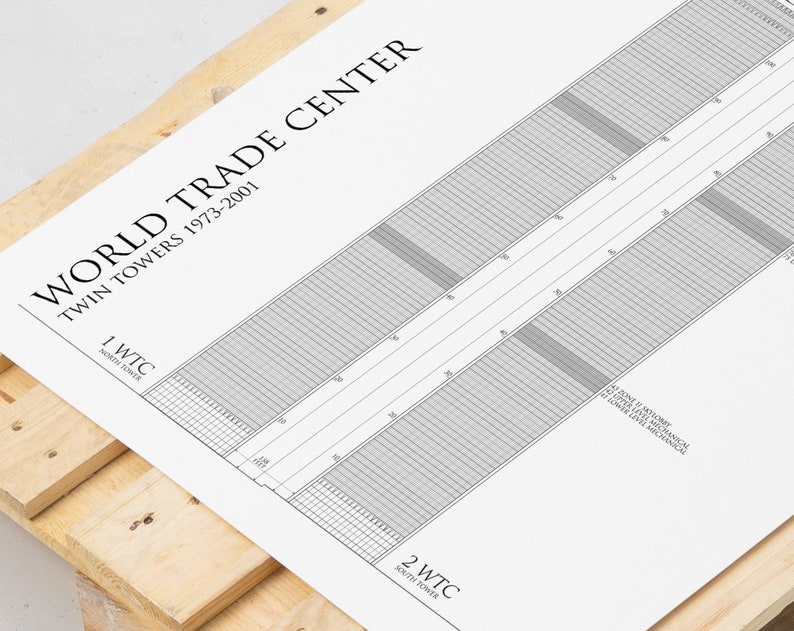 World Trade Center blueprint: Twin Towers poster, Architectural print New York skyscraper 9-11 architect gift architecture art Centre, photo image 8