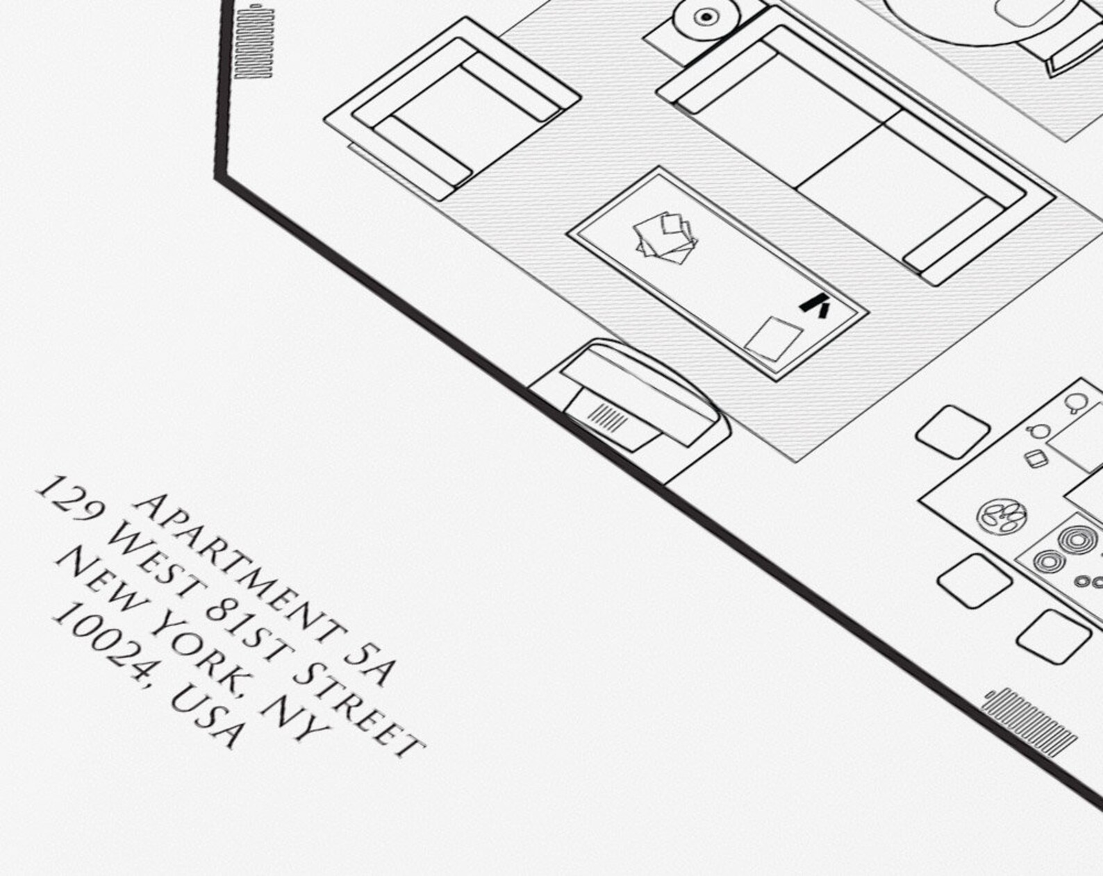 Seinfeld Apartment Floor Plan print Seinfeld art Seinfeld