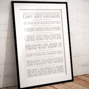 The West Wing quotes print: gift, Josiah Bartlett, president poster, American, TV show, Presidential posters, Washington DC political gifts