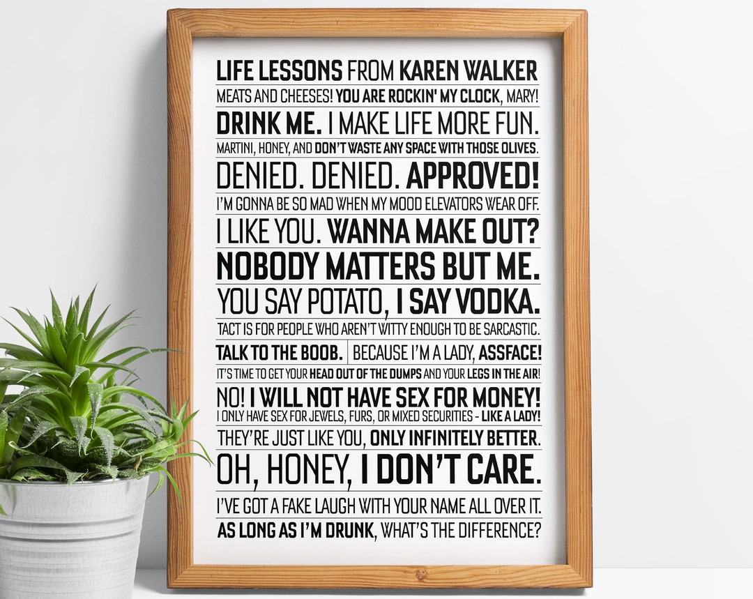 Will and Grace Quote TV Show Card Karen Walker Poster pic