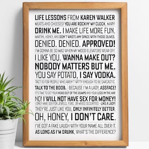 Will and Grace quote: TV show, card, Karen Walker, poster, print, Will Truman, Grace Adler, funny quotes, Valentines gift for her sassy rude