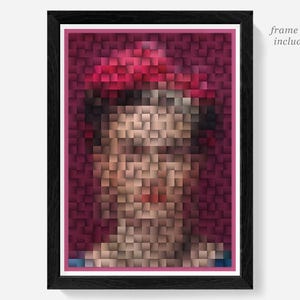 Frida Khalo print, Mexican gifts, poster wall art, classroom folk art, feminist mosaic