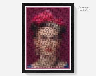 Frida Khalo print, Mexican gifts, poster wall art, classroom folk art, feminist mosaic