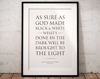 Póster con la letra de Johnny Cash: God's Gonna Cut You Down