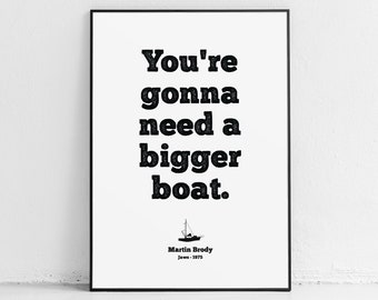 Jaws Movie Quote Poster, Chief Brody, Yacht Decor